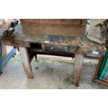 RUSTIC WOODEN WORKBENCH WITH 2 VICES