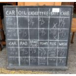 A CAR GARAGE CHALK BOARD