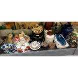 HALF SHELF TO INCLUDE KITCHENWARE, CAKE TINS, TUREEN POTS, BISCUIT BARRELS ETC