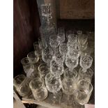 CUT GLASS DECANTERS & GLASSES