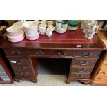 MAHOGANY TWIN PEDESTAL DESK WITH LEATHER INSERT ## key ##