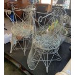 SET OF 4 METAL WIRE WORK STYLE GARDEN CHAIRS