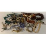 A COLLECTION OF COSTUME JEWELLERY AND SILVER PLATED ITEMS