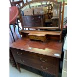 EDWARDIAN MAHOGANY DRESSING TABLE WITH BORDERED INLAY