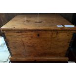 A stained pine blanket box, 36cm high, 55cm long, 42cm deep