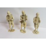 Three late 19th century Japanese ivory okimono figures, in the form of men, 18cm high