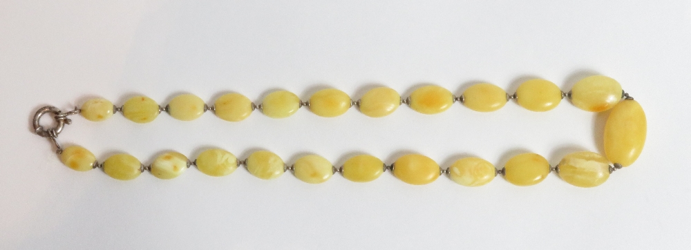 A graduated row of amber like beads