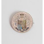 A George IV 1825 'Bare Head' half crown, enamelled and converted to a brooch