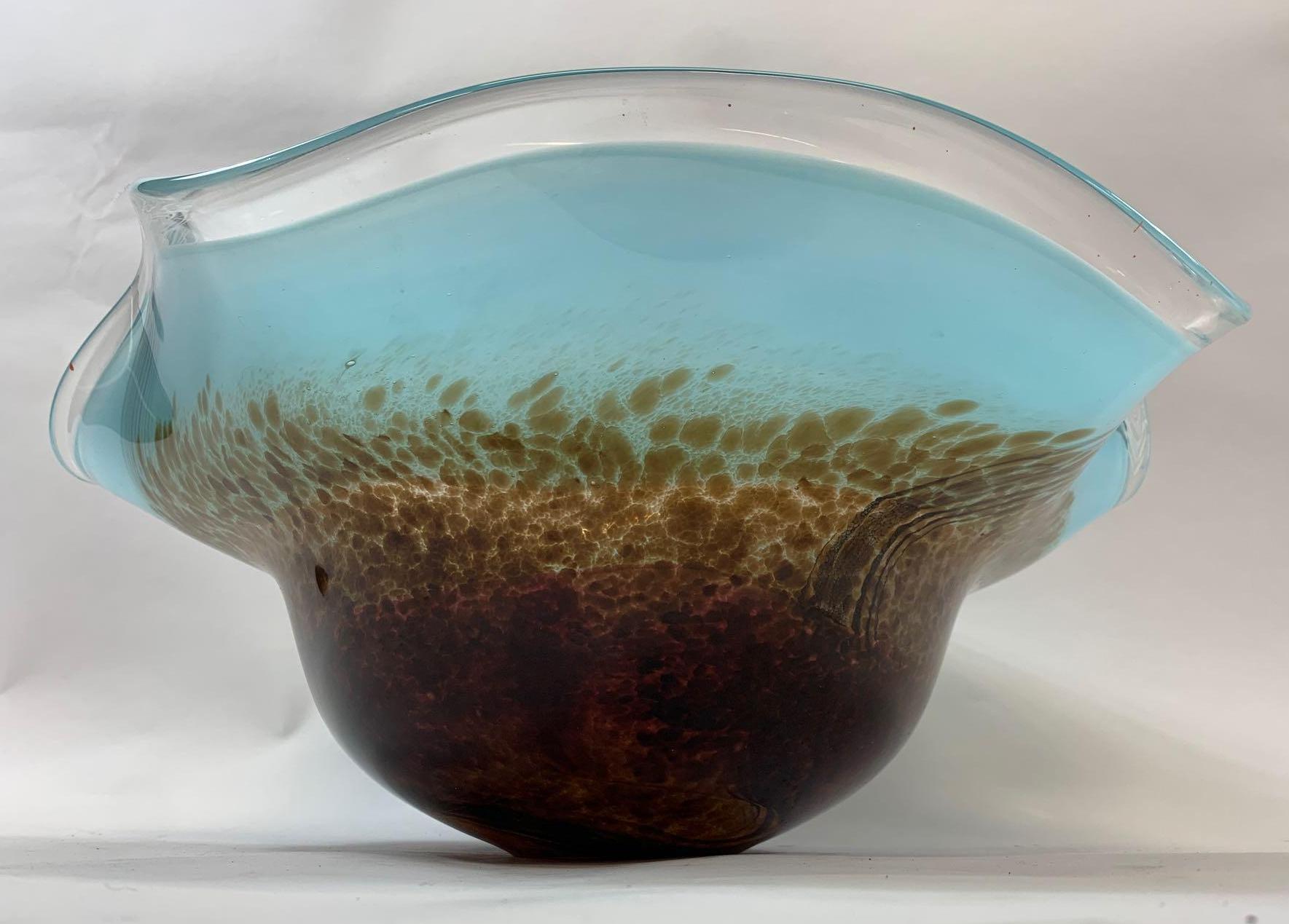 A large blue glass flared vase by Svaja, 45cm diameter - Image 5 of 5