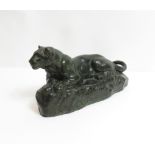 A bronze model of a panther, signed “Barye”, after Antonie Louis Barye, 19cm long