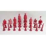 An early 20th century Chinese stained ivory chess set