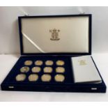 A collection of twelve silver proof coins “Diamond Wedding Anniversary”, along twelve “Queen Mother,