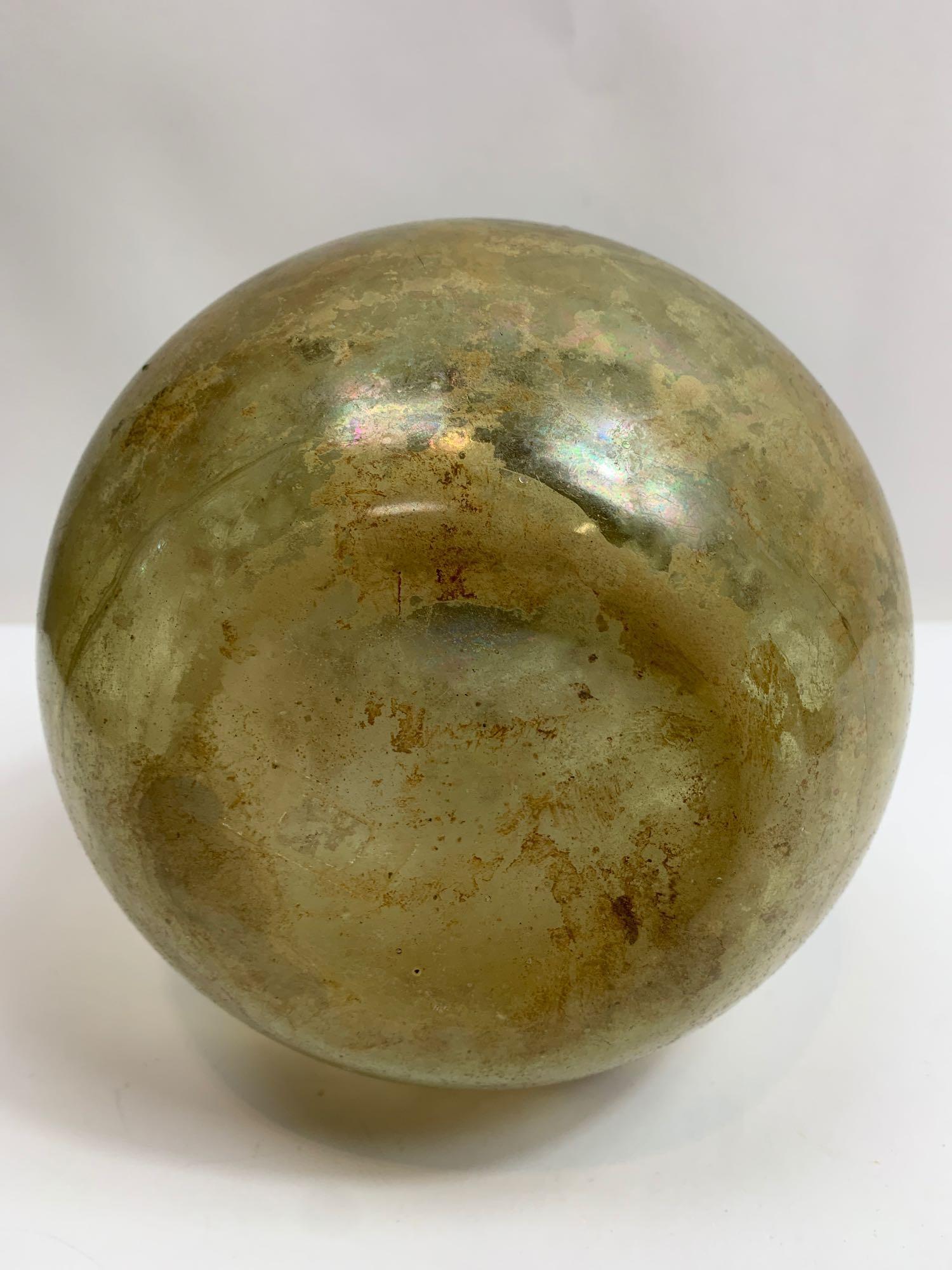A Roman glass bottle, standing on a concave base with a green ring around the neck, probably 1st-2nd - Image 5 of 7