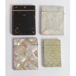 A collection of 19th century card cases, to include two mother of pearl examples, a bone example and