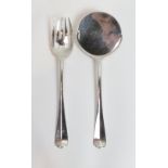 A silver salad serving fork and tomato server, by Josiah Williams & Co (David Landsborough