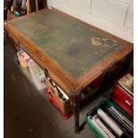 A 19th century French writing desk, raised on cabriole legs, with a leather insert, (lacking three