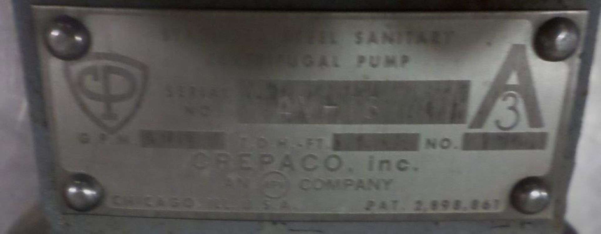 SS Crepaco sanitary centrifugal pump - Image 2 of 4