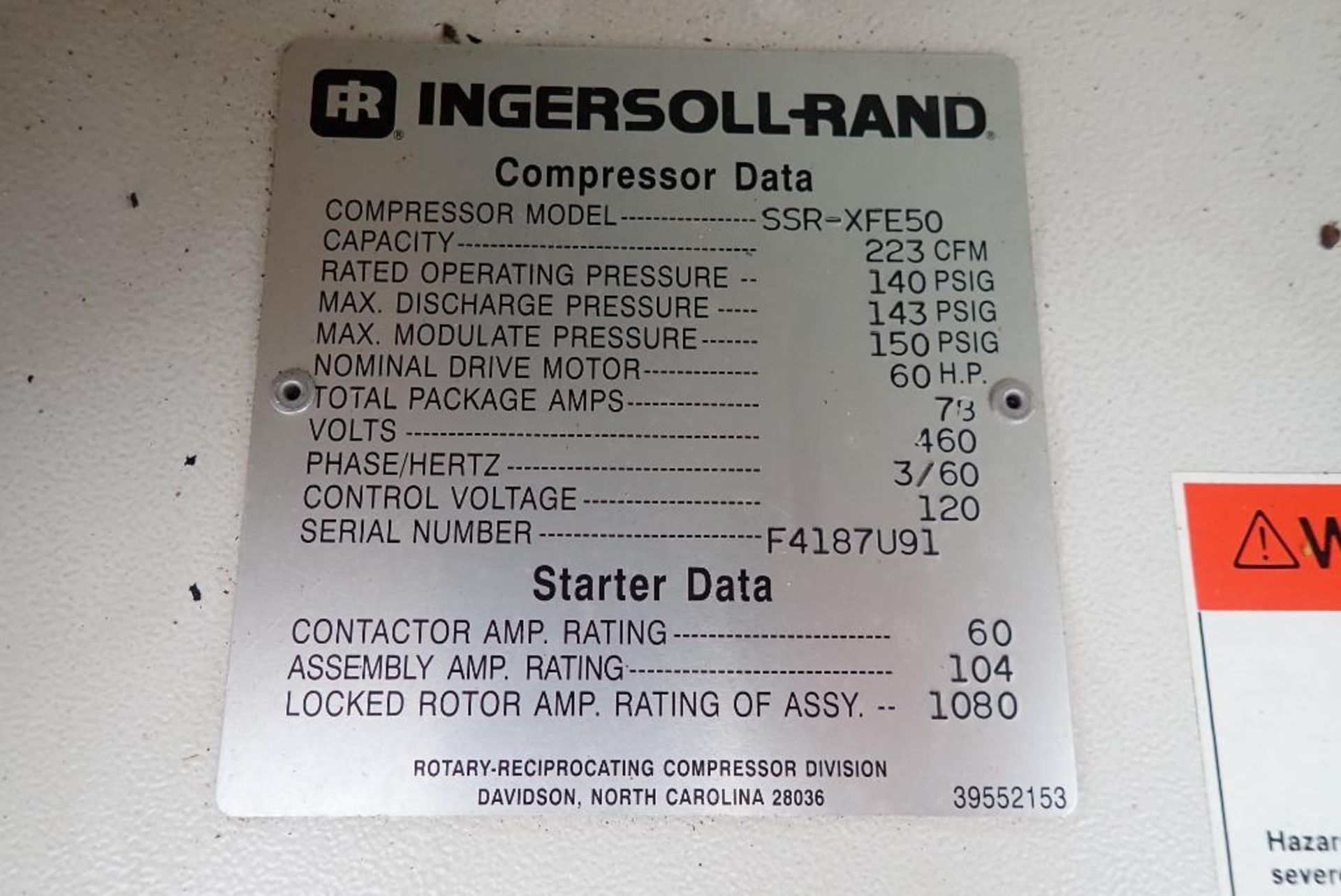 1991 Ingersoll Rand 60 hp air compressor - Image 24 of 25