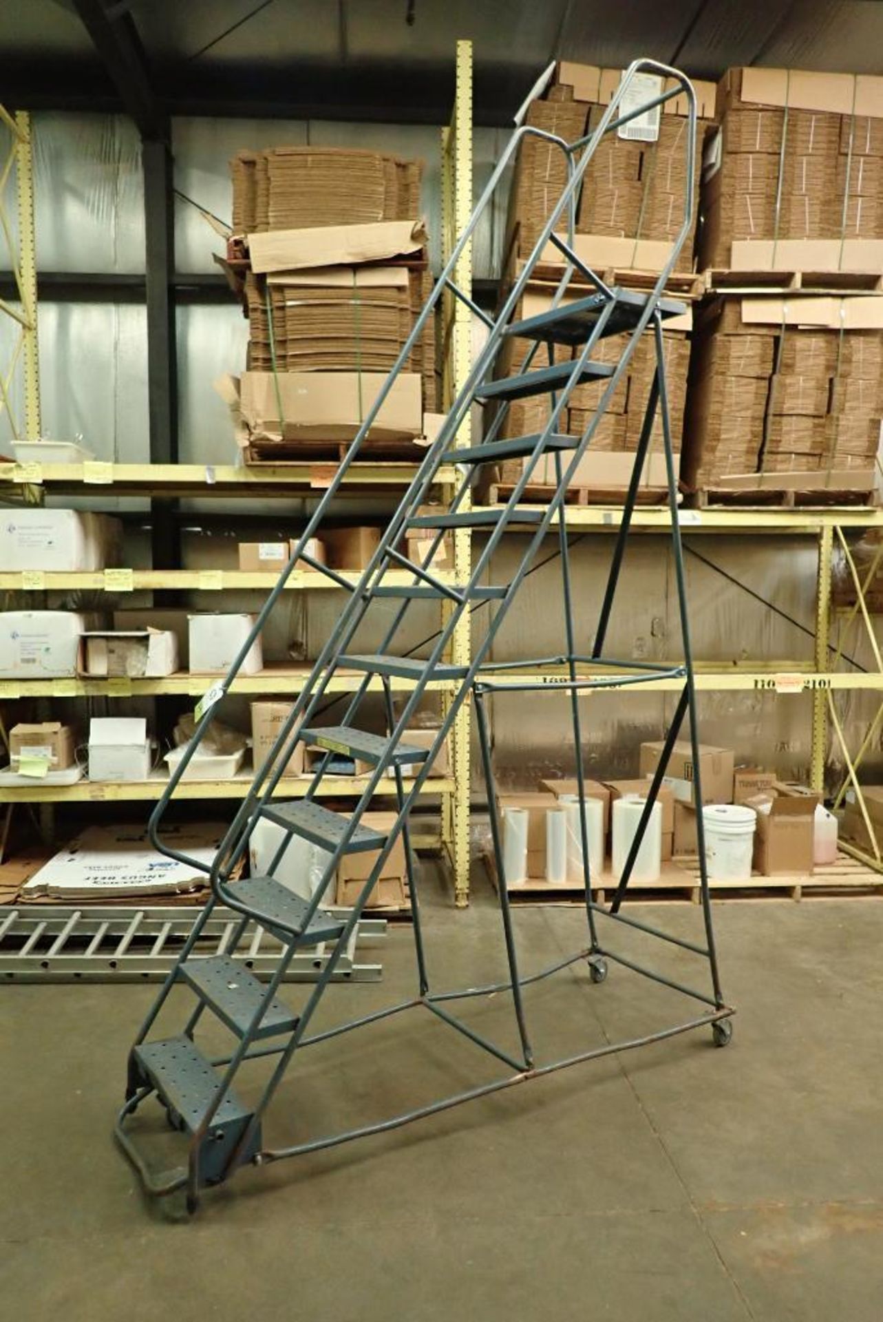 11-step rolling warehouse ladder