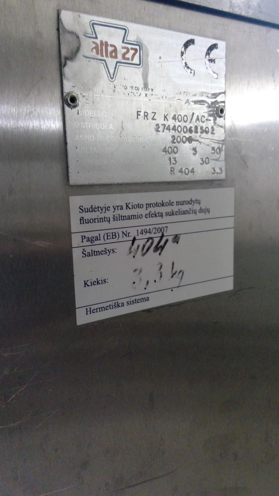 Catta 27 - Freezmat K 400 AC, freon. Ice cream production 200-400 ltr./h, 2006. LOCATION LITHUANIA - Bild 4 aus 13