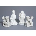 Four Chinese blanc de Chine figures, 19th/20th C.