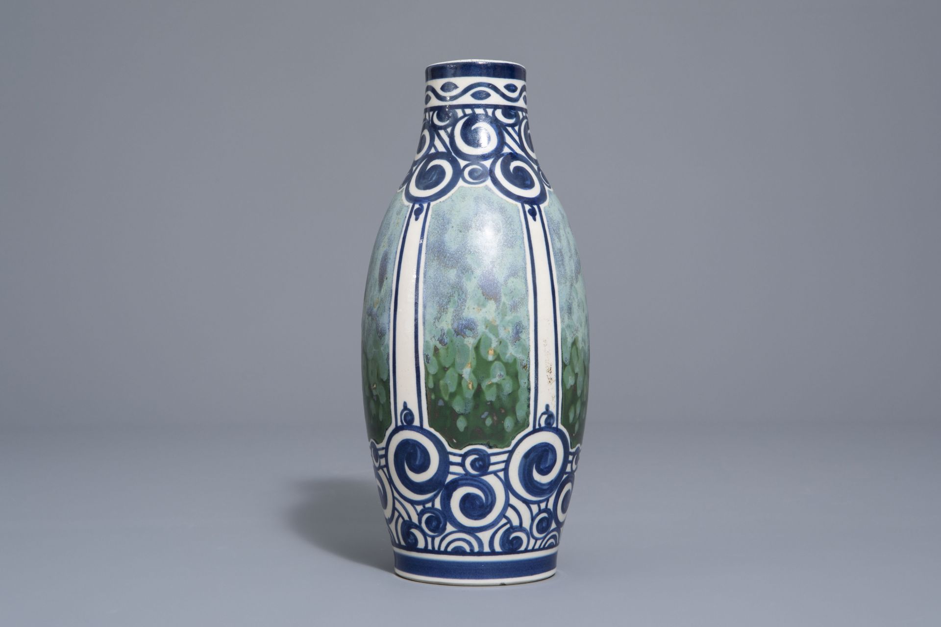 A polychrome Art Nouveau stoneware vase, Charles Catteau for Boch KŽramis, first half 20th C.