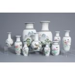 A varied collection of Chinese famille rose vases, Republic, 20th C.