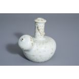 A Chinese white glazed shipwreck porcelain kendi with overglaze design, Ming
