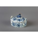 A Chinese blue and white butter tub after a Dutch Delft example, Qianlong