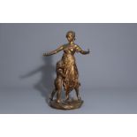 In the manner of Edouard Drouot (1859-1945): Mother and child, gilt bronze