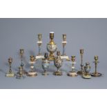 A large collection cloisonné and champlevé candlesticks, a.o. Limoges, France, mainly 19th C.