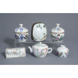 A varied collection of Chinese famille rose and blue and white porcelain, 19th/20th C.