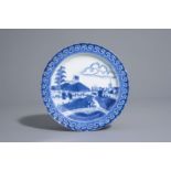 A Chinese blue and white 'Nabeshima' or 'Scheveningen' plate, Kangxi