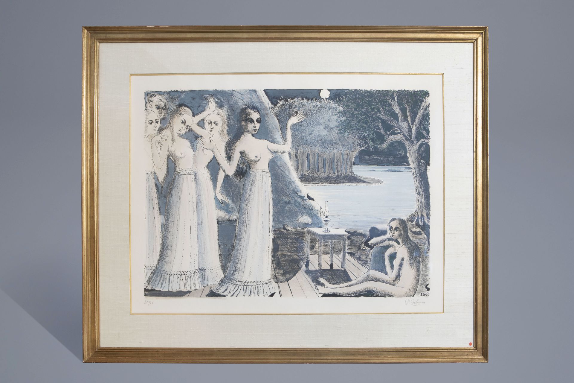 Paul Delvaux (1897-1994): 'Le bout du monde', lithograph in colours, ed. 25/75, dated (19)68