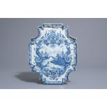 A Dutch Delft blue and white 'fisherman' plaque, 18th C.