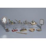 Group of cloisonné & champlevé mirrors, accessories & candle holders, a.o. Limoges, France, 19th C.