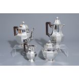 A French four-piece silver coffee and tea set, Elie Vabre, Paris, first half of the 20th C.