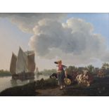 Leendert de Koningh (1777-1849): Shepherdess with herd in the vicinity of a river, oil on panel