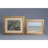 Edgard Gevaert (1891-1965): Trouts, oil on canvas & H. Nijhoff (?): Marine, oil on canvas