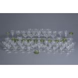 A collection of crystal cut champagne, water, whine and liquor glasses, Val-Saint-Lambert, 20th C.