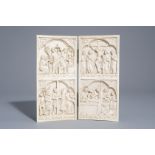 An ivory diptych carving with moments in Christ's life, probably France (Dieppe), 19th C.