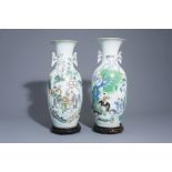 Two Chinese famille rose vases with figures, 19th/20th C.