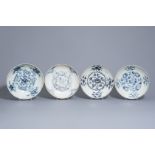 Four Chinese blue and white Swatow chargers with floral design, Ming, 16th C.