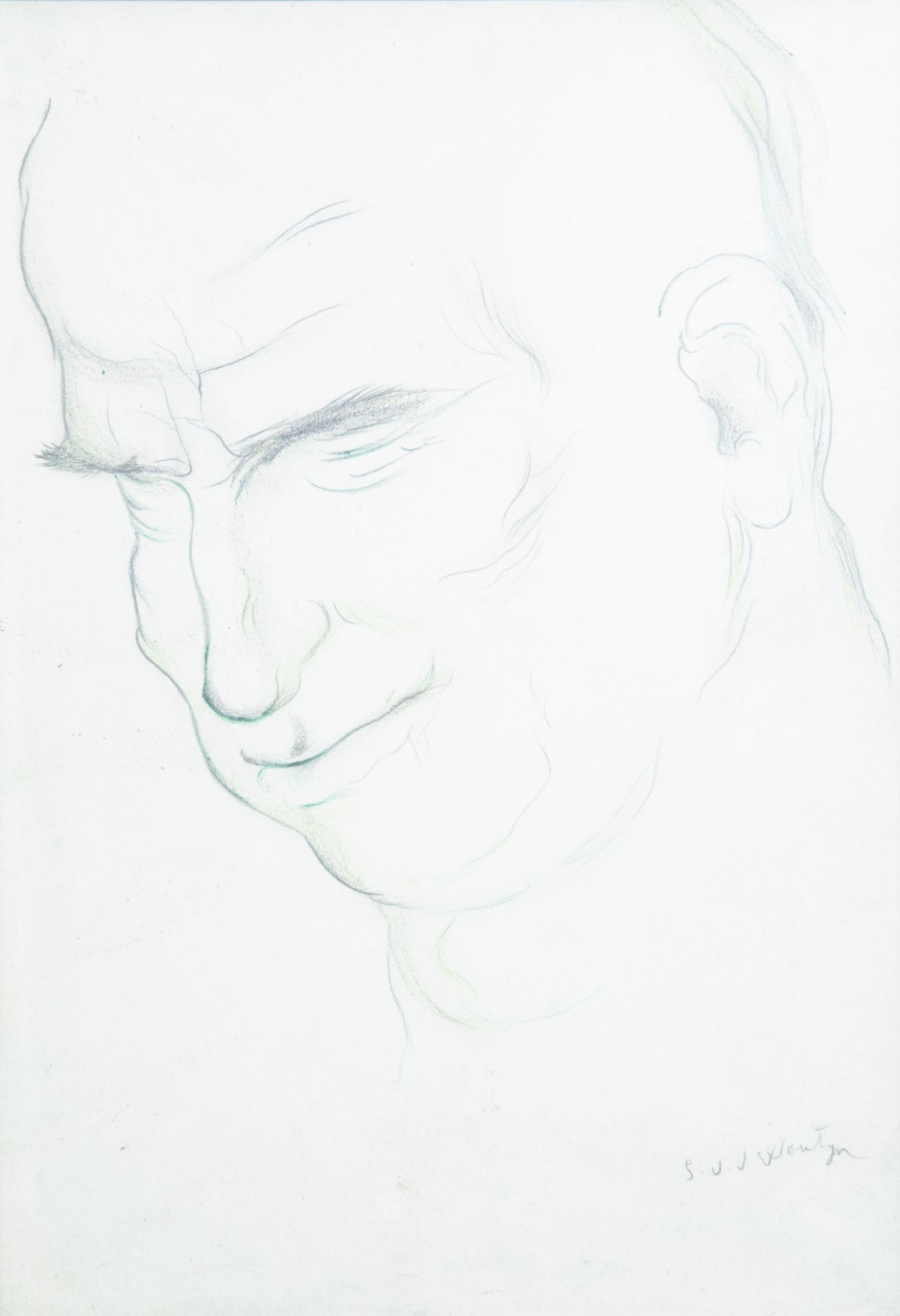 Gustave Van de Woestyne (1881-1947): Head of a man, pencil on paper