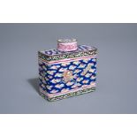 A Chinese Canton enamel tea caddy and cover, Qianlong/Jiaqing