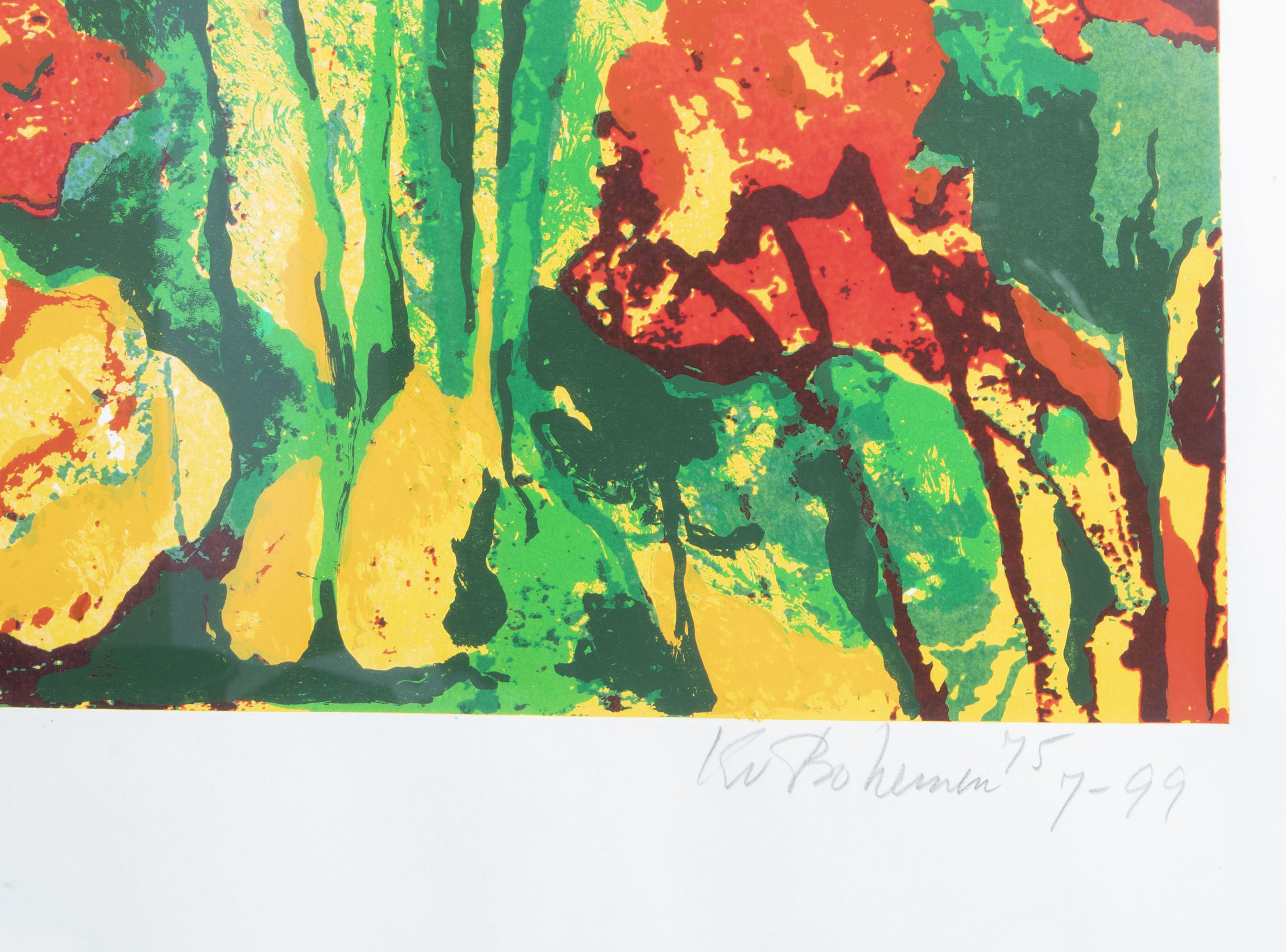 Kees Van Bohemen: The balcony, oil on paper, 1975 & Landscape w. flowers, print, ed. 7/99, 1975 - Image 5 of 6