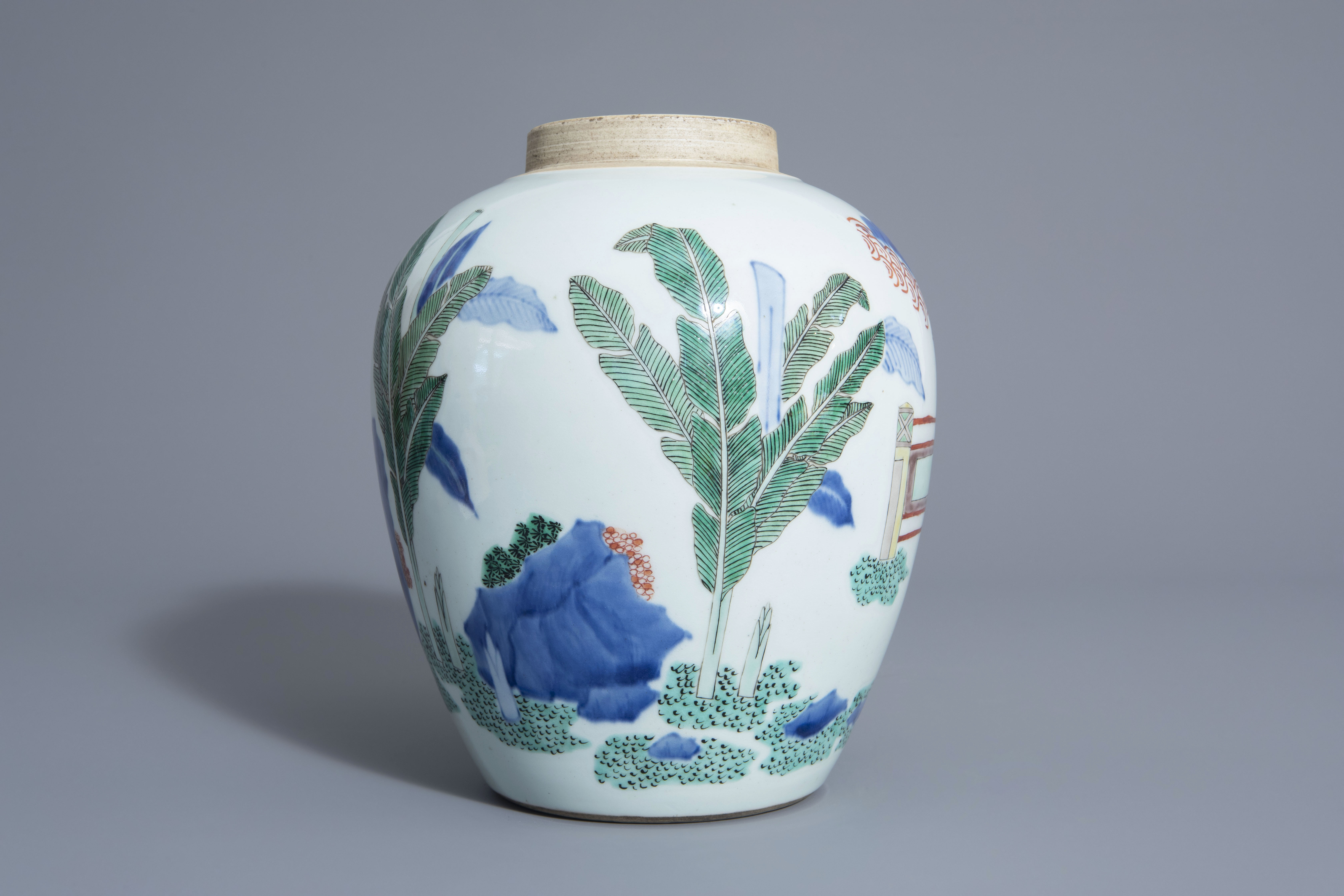 A Chinese wucai vase with a qilin, 20th C. - Image 4 of 7