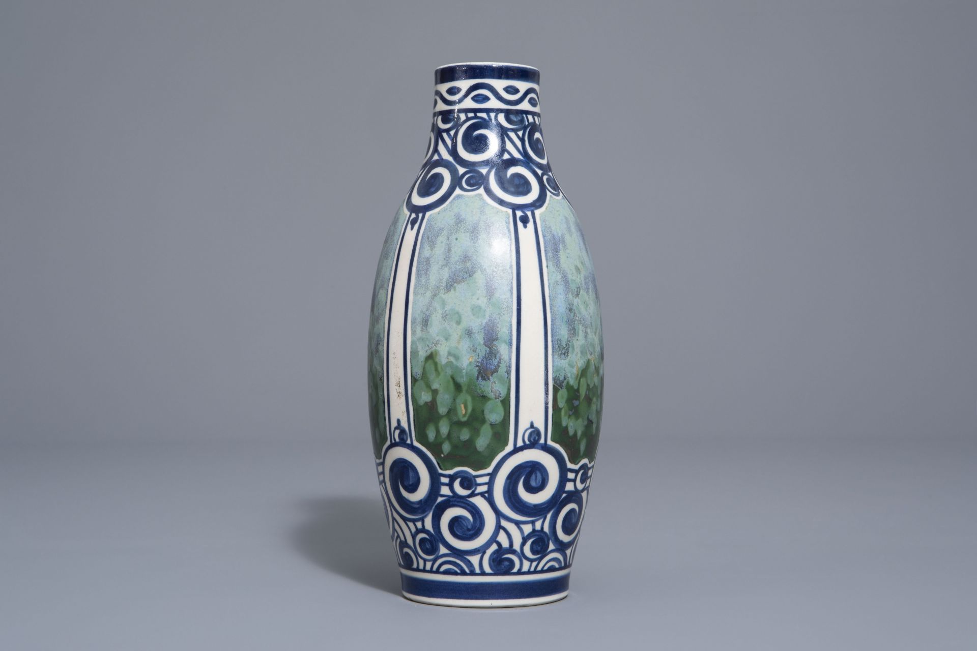 A polychrome Art Nouveau stoneware vase, Charles Catteau for Boch KŽramis, first half 20th C. - Image 4 of 7