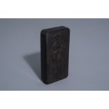 A finely carved Chinese possibly zitan wooden scroll weight, 19th C.