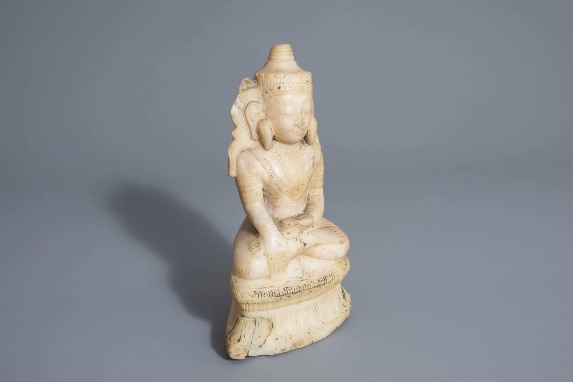 An alabaster figure of Buddha, Burma, 19th C.